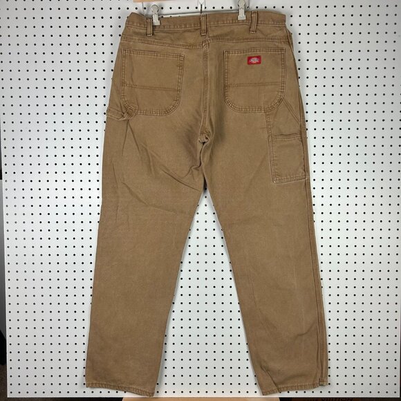 Dickies Carpenter Pants 36x34 Khaki Brown Distressed Faded Work Wear Skater Y2K - Picture 1 of 6